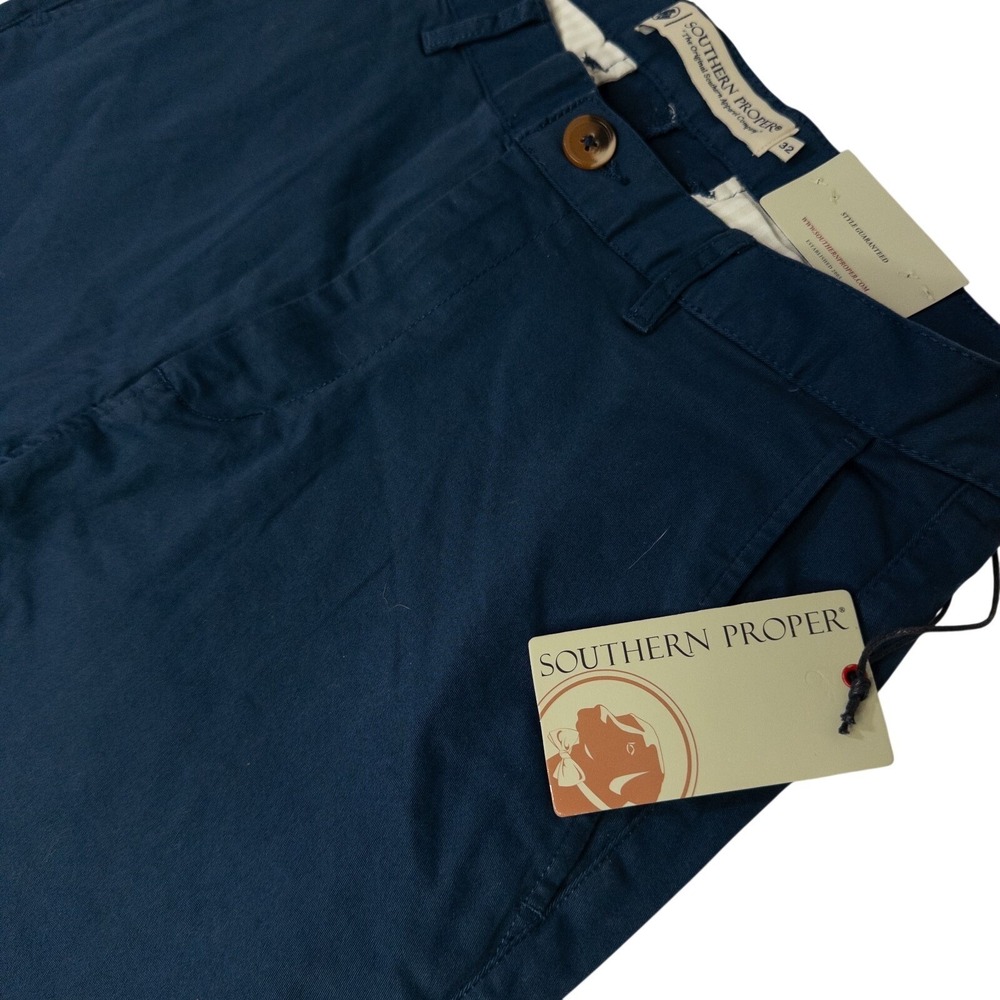 New Southern Proper Mens Thomasville Flat Front Chino Pant Blue 32x34 With Tags - Picture 3 of 7